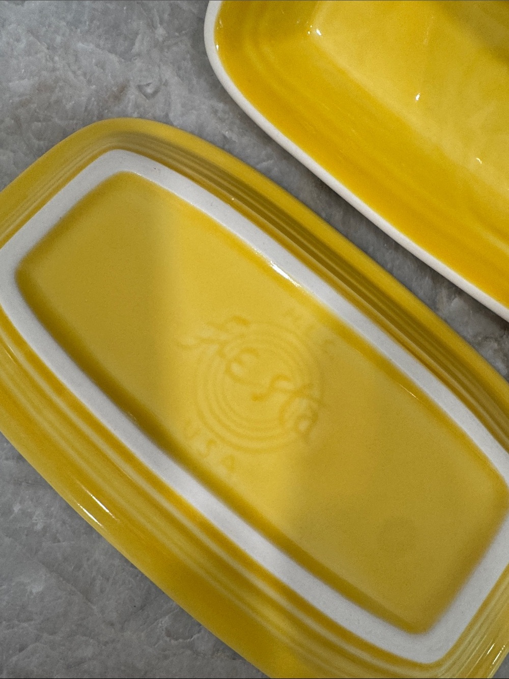 Fiesta Yellow Ceramic Butter Dish - Picture 4 of 4